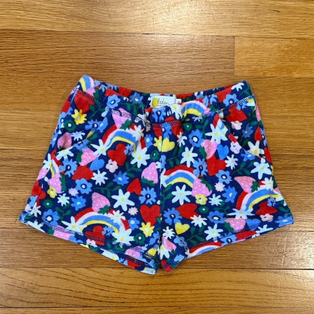 Boden girls sz 7Y Colorful Floral Rainbow terry Shorts